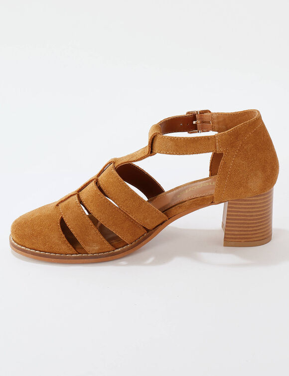 Sandales en cuir à talon (beige) Sandales en cuir à talon (beige)